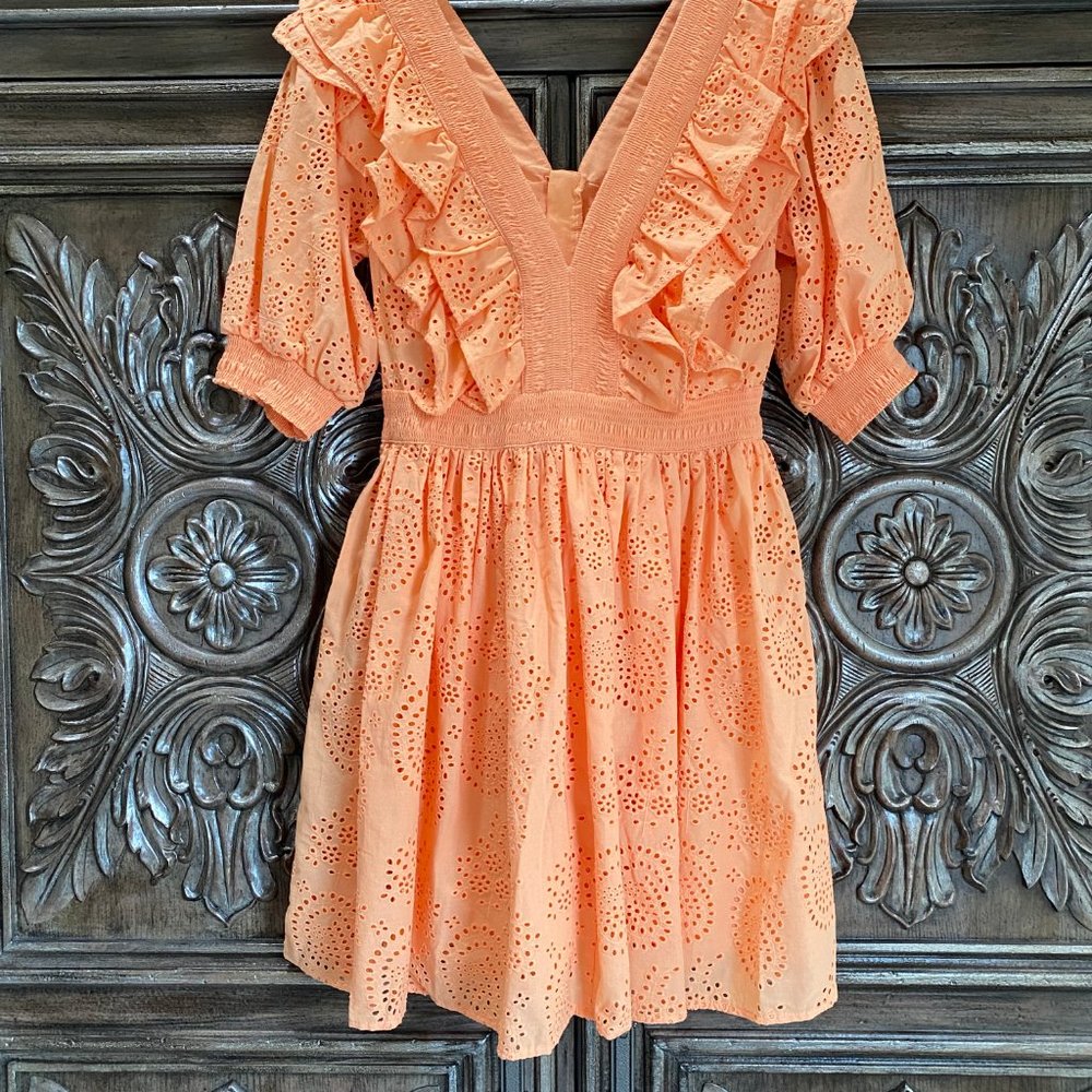 BNWT H&M Orange Embroidery Anglaise Dress sz S